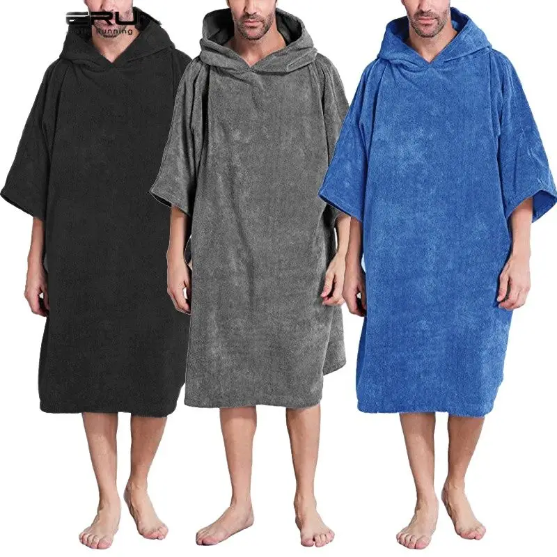 

Men Bathrobes Homewear Hooded Half Sleeve Leisure Towel Robes Comfortable Solid Mens Nightgown Bathrobes Poncho INCERUN S-5XL
