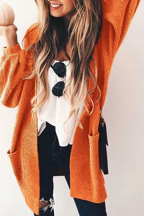 Осень Зима Женская открытая передняя куртка теплый мягкий вязаный кардиган