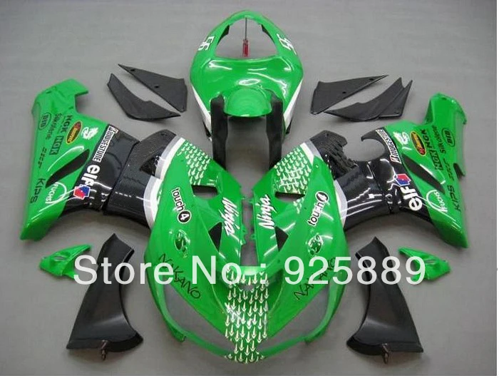 

Green White Black Body For KAWASAKI ZX6R 05 06 ZX 6R 05-06 ZX-6R 2005 2006 2005-2006 ABS Fairing Kit
