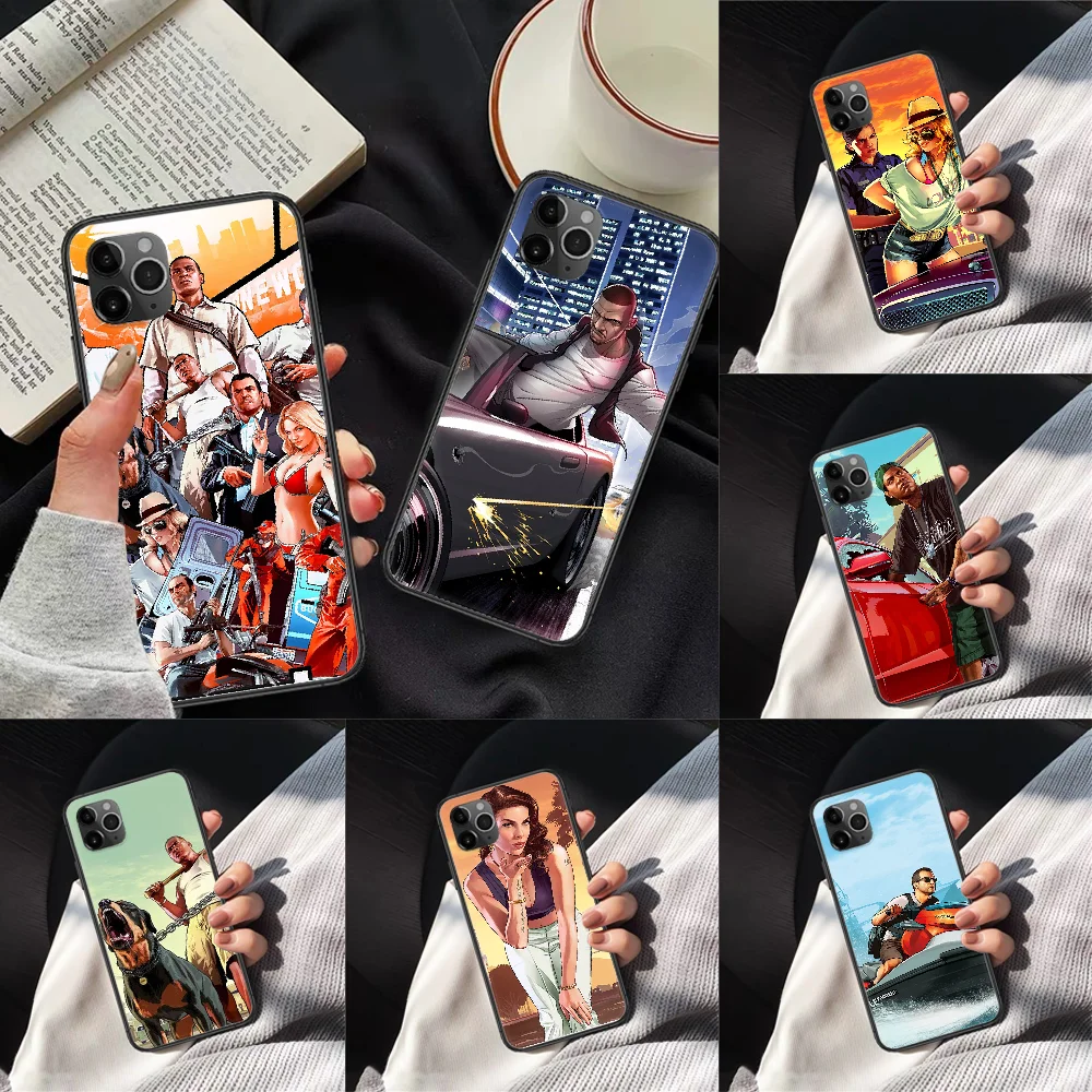 Чехол для телефона GTA Grand Theft Auto V Для Iphone 11 12 Mini PRO XR X XS MAX 6 6s 7 8 Plus 5 5s SE 2020 черный чехол