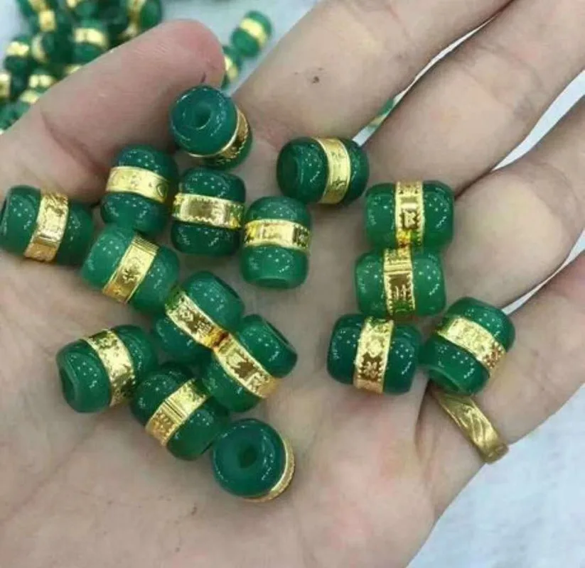 1pc Natural Hetian Jade (Jadeite) 24k999 Gold Lucky Tube Pendant | Украшения и аксессуары