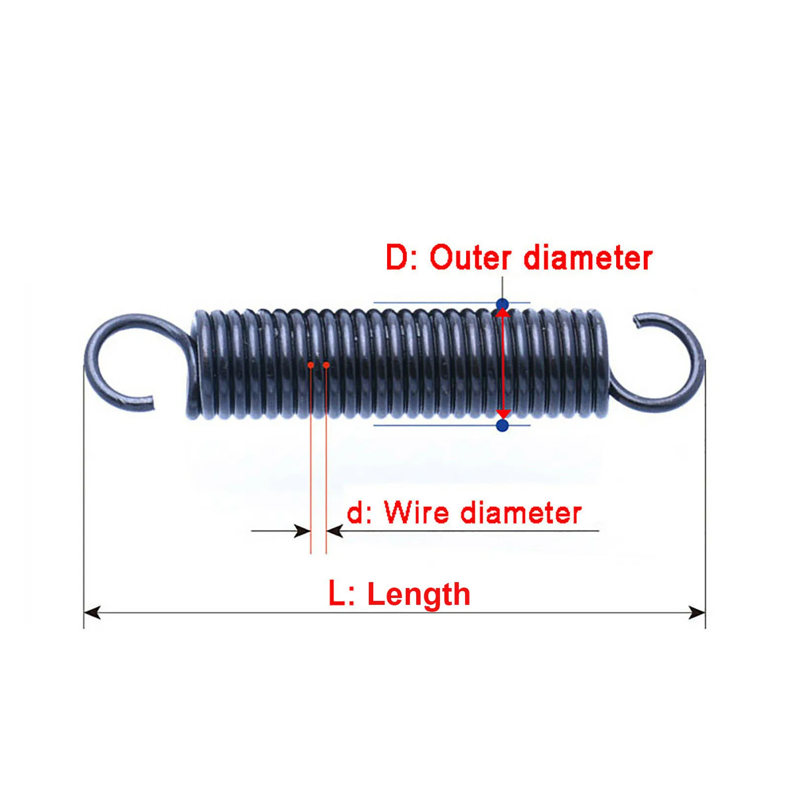 1Pcs Wire Dia 2mm Spring Steel Tension OD 14-20mm S Hook Cylindroid Helical Pullback Extension Length 50mm -100mm | Обустройство дома