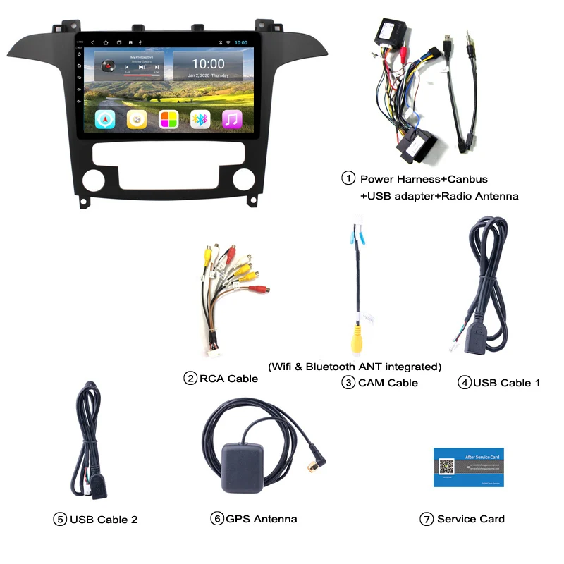 

2G RAM 9 Inch Android 9 Car Dvd Gps Player For Ford S-Max 2007 2008 built-in Radio Video Navigation Bt Wifi
