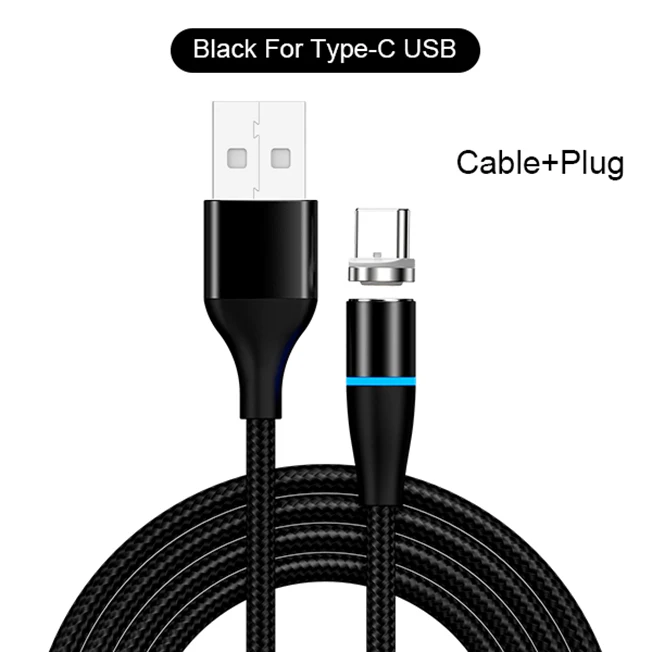 Black For Type C Jellico светодиодный кабель для быстрой зарядки Магнитный кабель usb type C Магнитный кабель USB кабель микро-зарядного устройства для iPhone samsung huawei - Цвет: Black For Type C