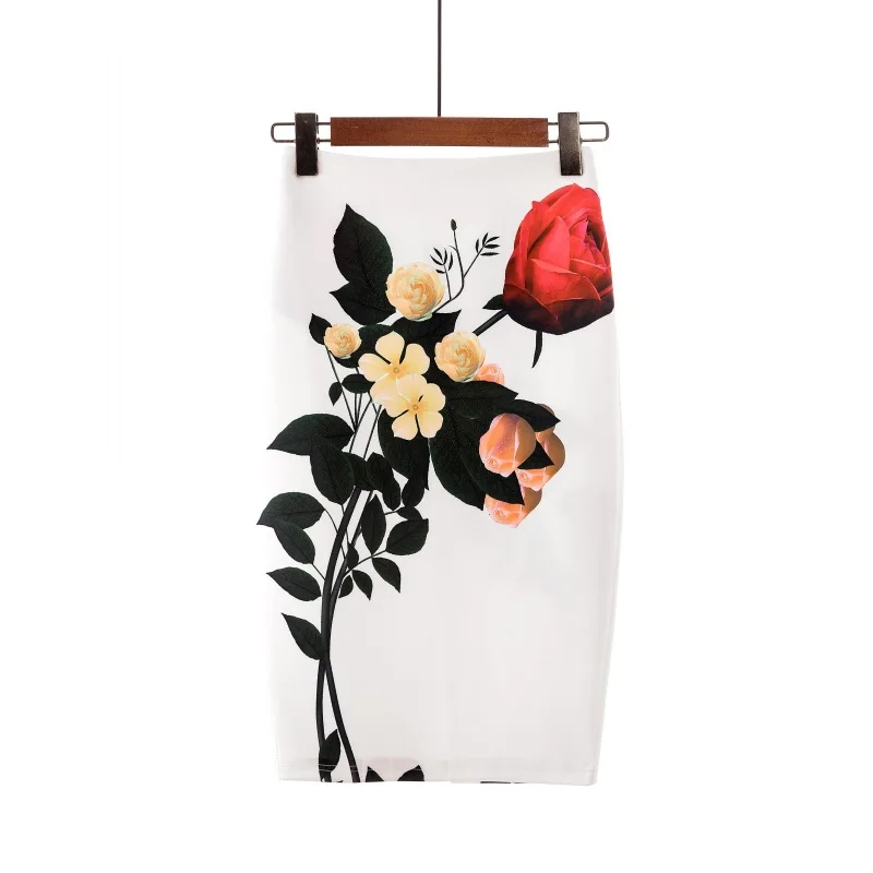 

2021 Office Lady Style Floral Summer Women Skirt Elegant Knee Length Skinny Sexy Pencil Skirt Women plaid skirt