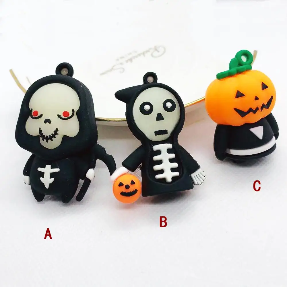 1pcs Halloween Keychains 3D Simulation Death Skeleton Pumpkin Decoration Charms Bag Car Pendants For DIY Accessories LL118 | Украшения и