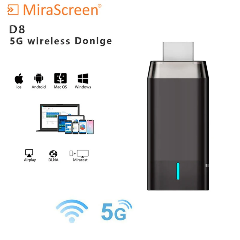 

Mirascreen D8 TV stick wireless 2.4G/5G anycast miracast Dongle Miracast Airplay Dlna Mirroring To HDTV 5G TV Stick