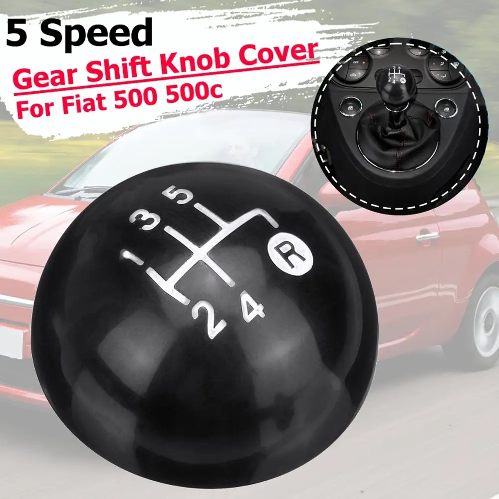 gear knob cap 5 скоростей MT ручка переключения рулевого механизма автомобиля палка С Пылезащитным чехлом для Fiat 500 500c 2012 2013 Sitck головной кожаный глянцевый черный колпачок Замена - Название цвета: gear knob cap
