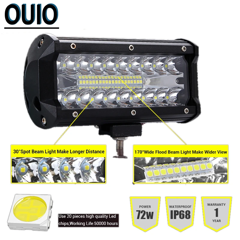 7 &quot120W 3 Однорядный светильник Бар Offroad дальнего света 4X4 аксессуары
