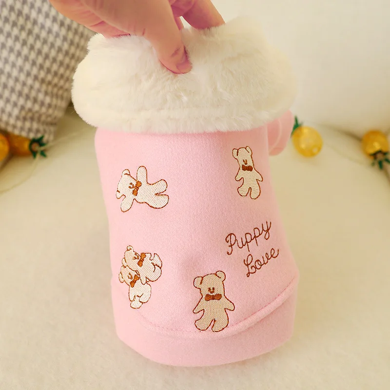 

Teddy Dog Clothes New Winter Clothes Pet Supplies Clothing Cat Fur Collar Sweater Spring and Autumn Dog Clothes