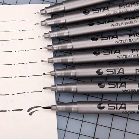 Водостойкие художественные маркеры STA, ручка-кисть, пигмент, для офиса, учеников, школы, рисование линий, черное Тонкое Искусство