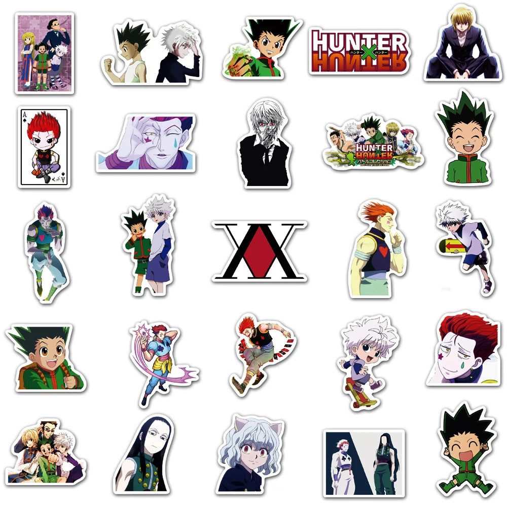 50 pcs waterproof hunter x hunter anime stickers skateboard diy guitar motorcycle laptop suitcase decal graffiti sticker kid toy free global shipping