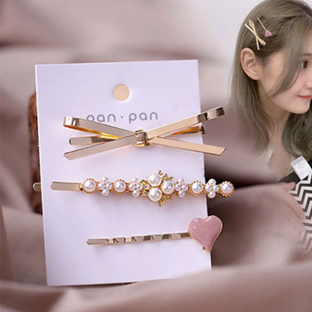 3 шт. Элегантные Заколки для волос с бантом девочек имитация жемчуга заколки из