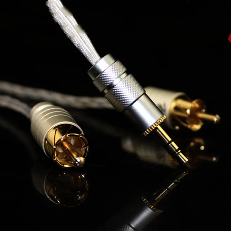 3 5 мм до 2 RCA один на два аудио кабеля посеребренный 2rca кабель для компьютерного