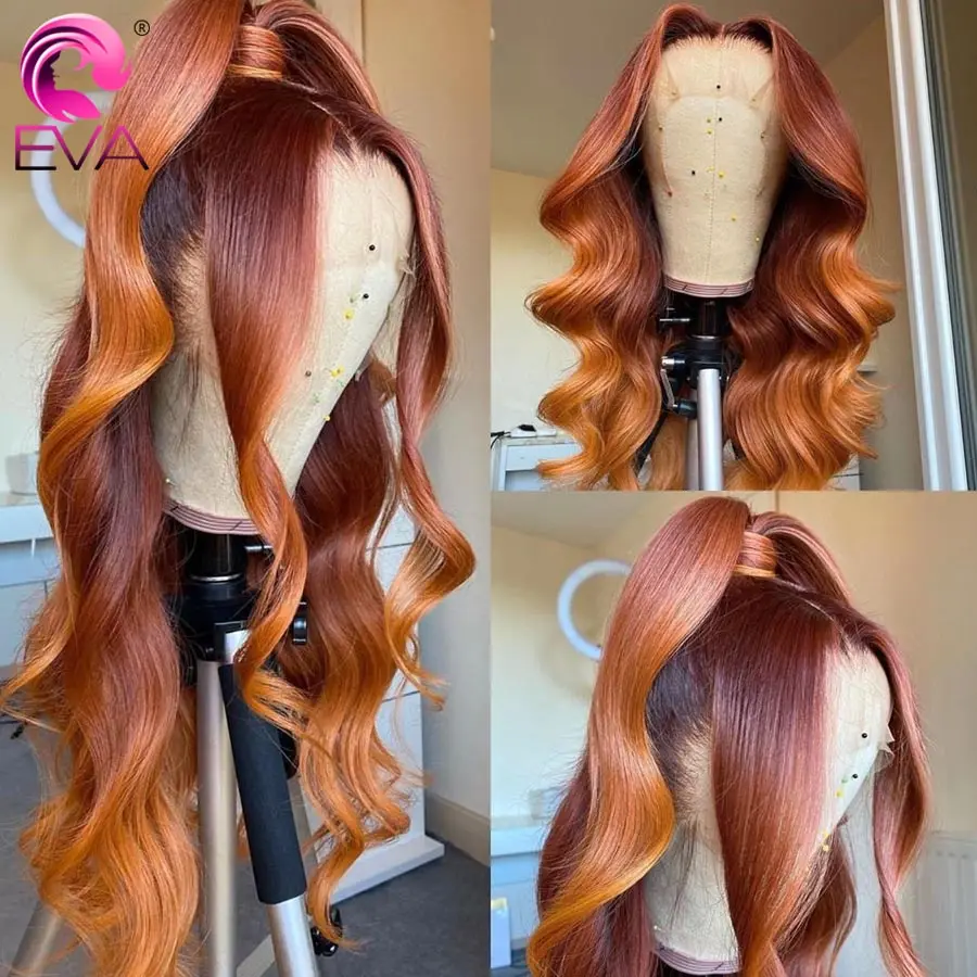 

Eva Hair Body Wave Wig Ombre Lace Front Wig 4x4 Lace Closure Wig Highlight Wig Human Hair Lace Front Wigs For Women Brown Wig
