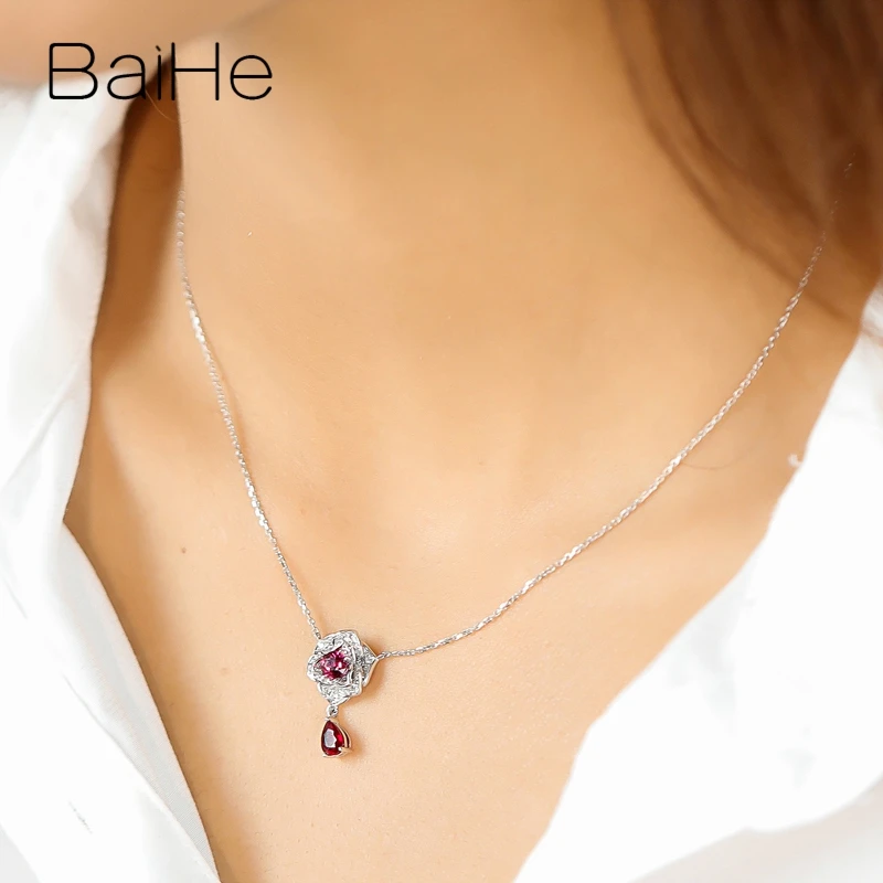 Женское колье из 18-каратного белого золота с натуральным Рубином 0 35 карат + 45 |