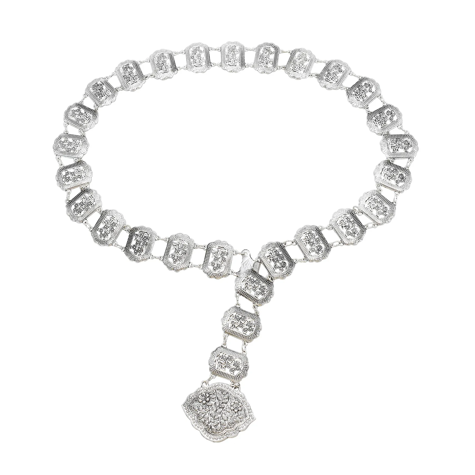 Женский пояс для танца живота с металлическими цепочками в виде листьев |