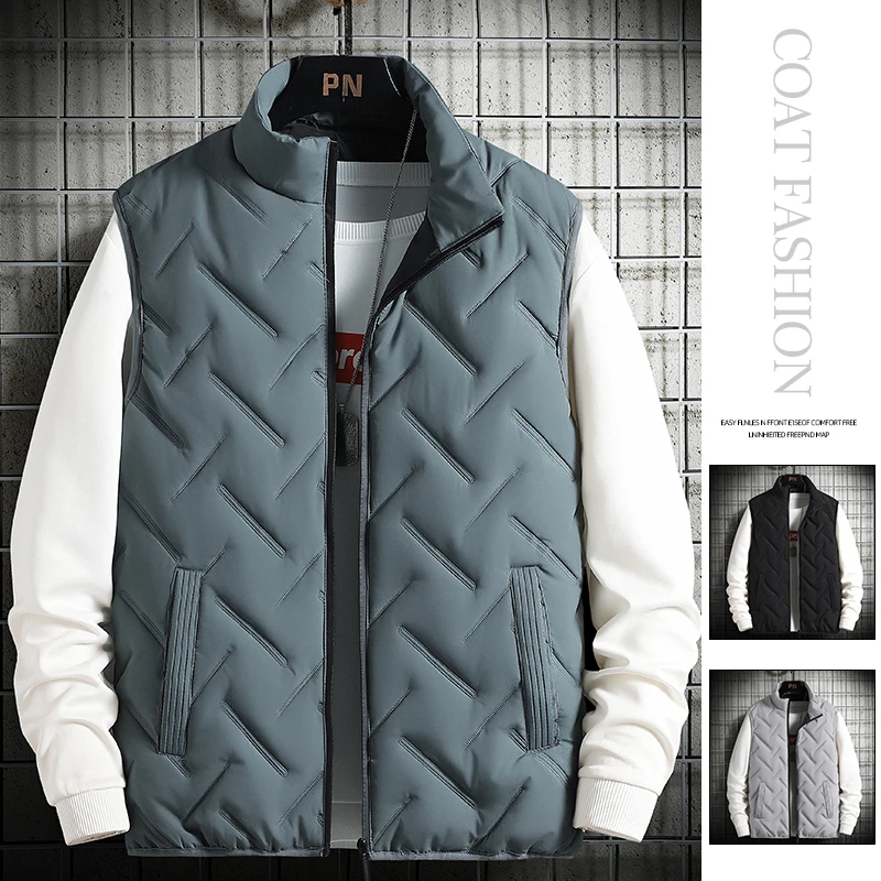 Mens Jacket Sleeveless Vest 2021 Autumn Winter Fashion Vests Casual Coats Male Cotton Men's Men Thicken Waistcoat M-5XL | Мужская