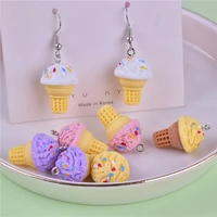 10pcs 3d ice cream resin charms cute food diy craft for earring key chains jewelry making