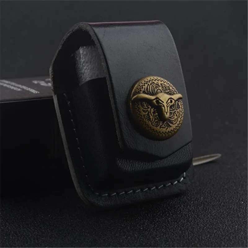 Кожаный чехол с высокой винтажной латунной пряжкой для зажигалки портативный