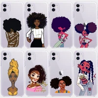 punqzy melanin magic african black girl hair art case for iphone 13 pro 12 pro max 11 pro max 6 8 7 plus xr xs max soft tpu case