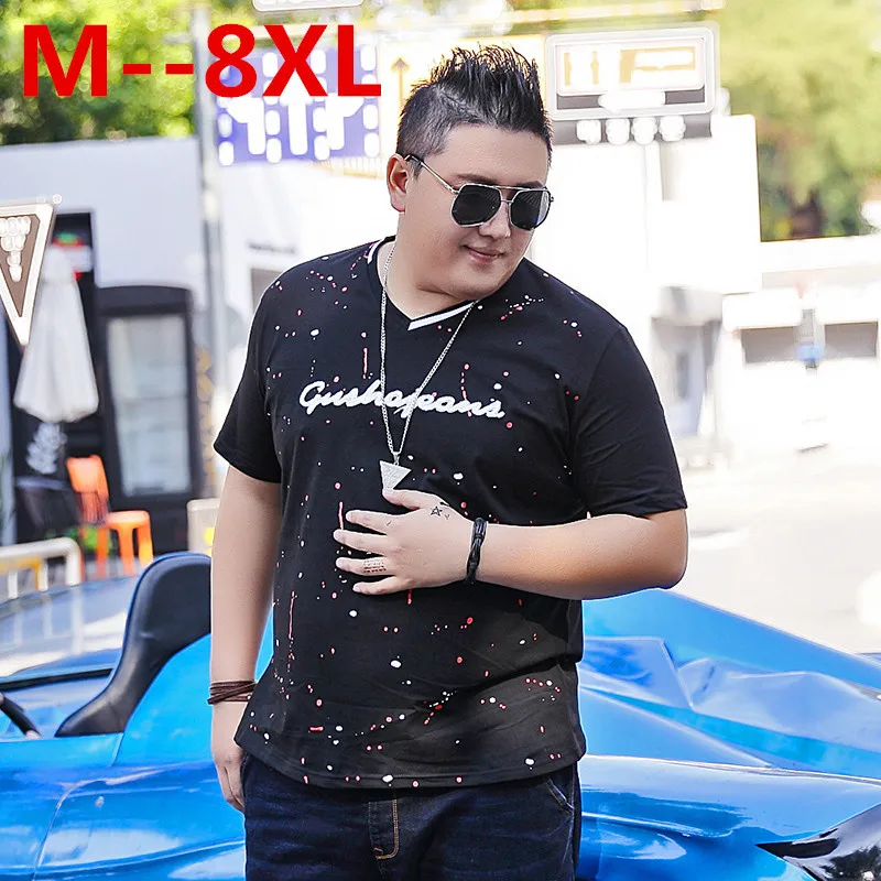 Большие размеры 10XL 8xl 6XL 5xl 4XL Футболка с v образным вырезом Мужская брендовая