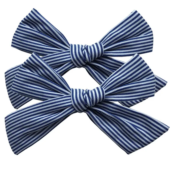Stripe-350 BEILARRY, 2 шт., 4-дюймовые зажимы из хлопчатобумажной ткани с бантиком для маленьких девочек, заколки для волос с бантиком, заколки, заколки для волос, головные уборы, аксессуары для волос - Цвет: Stripe-350