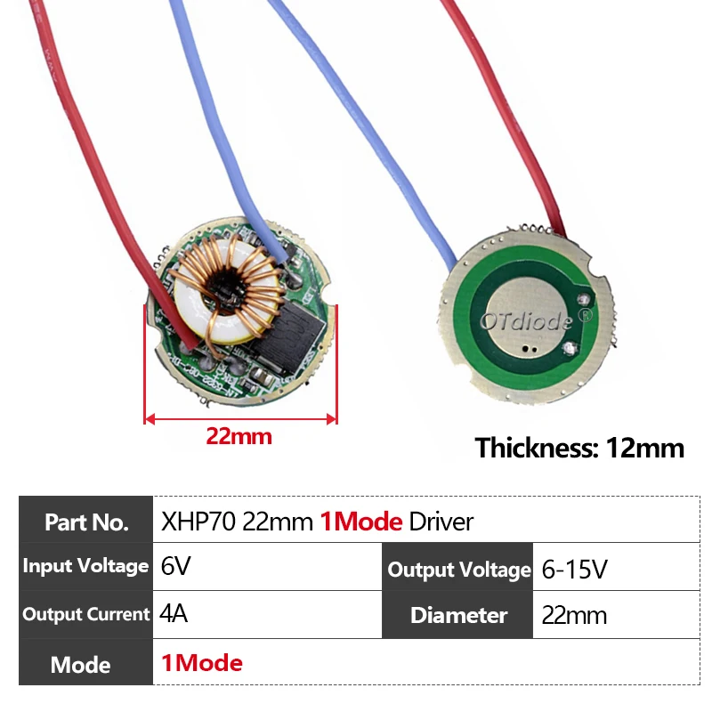 

Драйвер освещения OTdiode 22мм 15Вт XHP50, 26мм 30Вт XHP70