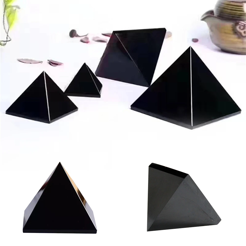 Целительная Пирамида черный натуральный обсидиановый кварцевый кристалл с