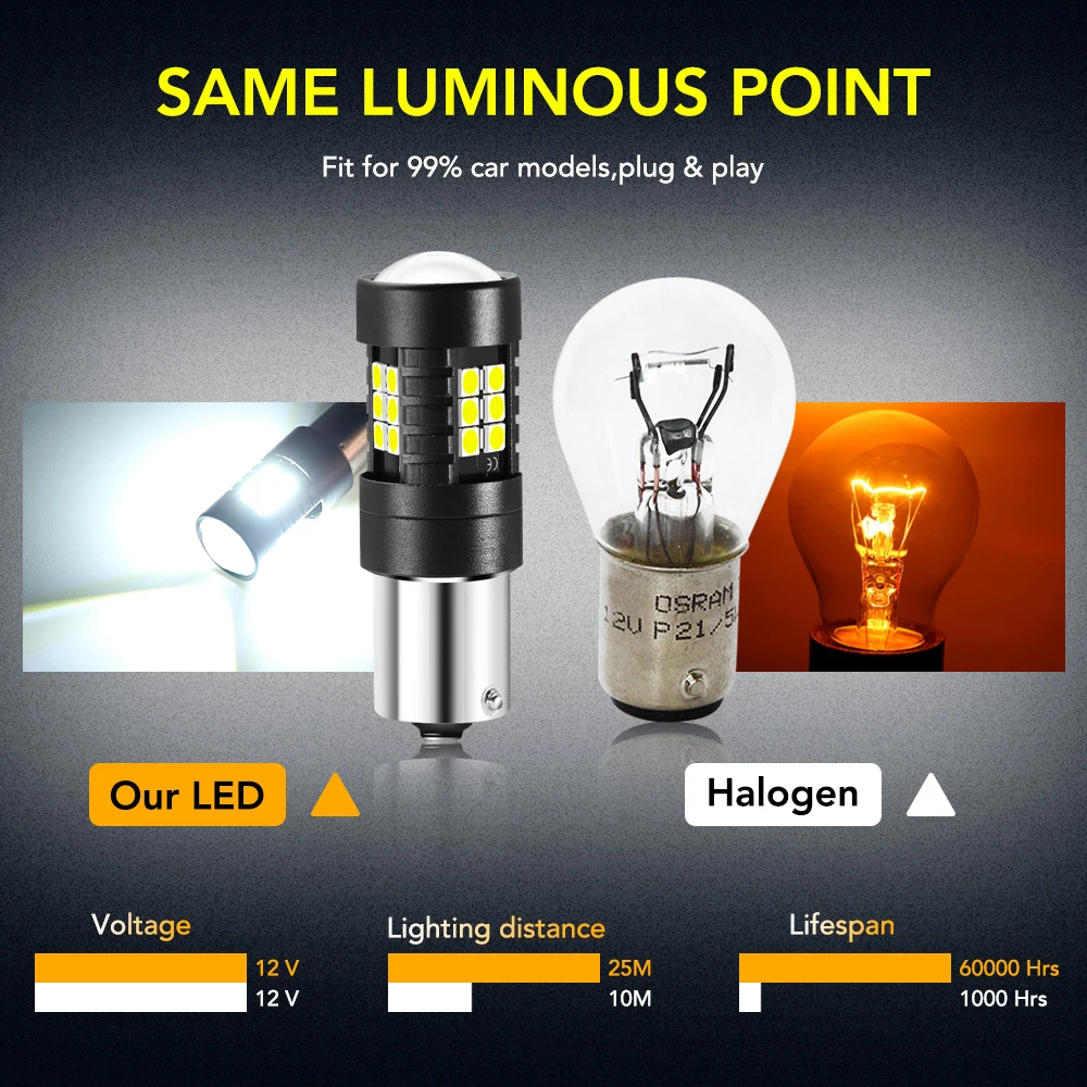 2x Автомобильный светодиодный светильник Bulb1156 BA15S P21W автомобильная лампа заднего