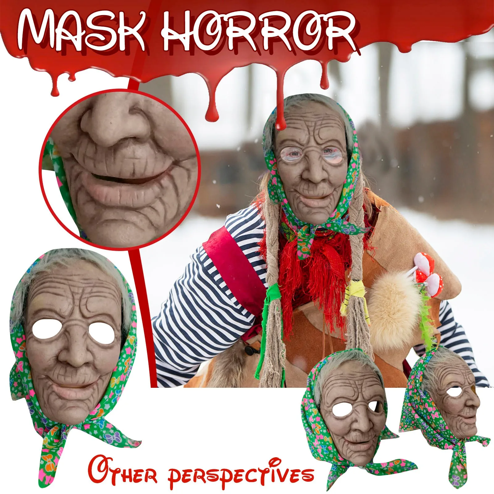 

Old Woman Mask Halloween Creepy Wrinkle Face Party Mask Latex Cosplay Party Props Maseczka Na Twarz Mascherine Masque Visage