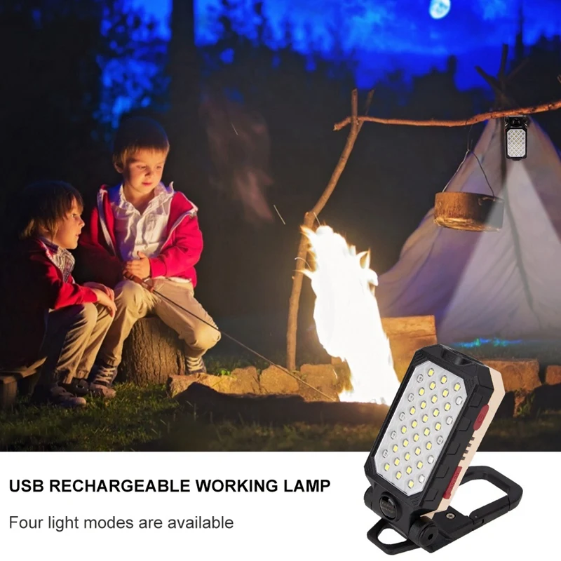 

Portable T6 LED Flashlight netic Working Light Red Blue Floodlight USB Rechargeable Torch Hanging Hook Tent Lantern