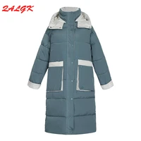 cotton winter jacket female women 2021 korean version loose hooded mid length thick padded pure color casual puffer coat