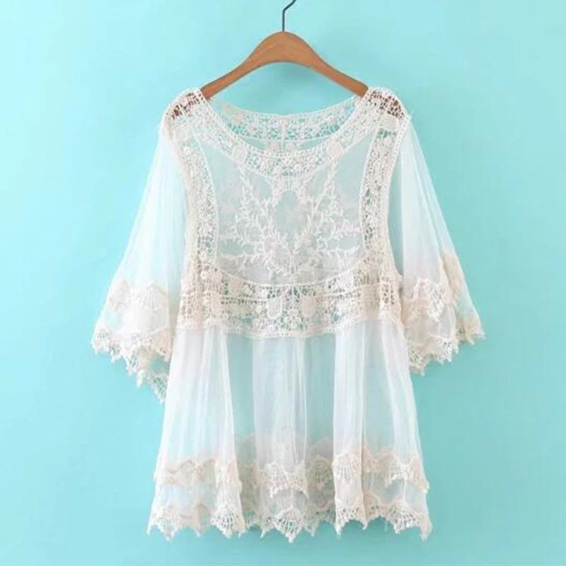 Женская винтажная блузка seoaf белая Повседневная рубашка с цветочным принтом и