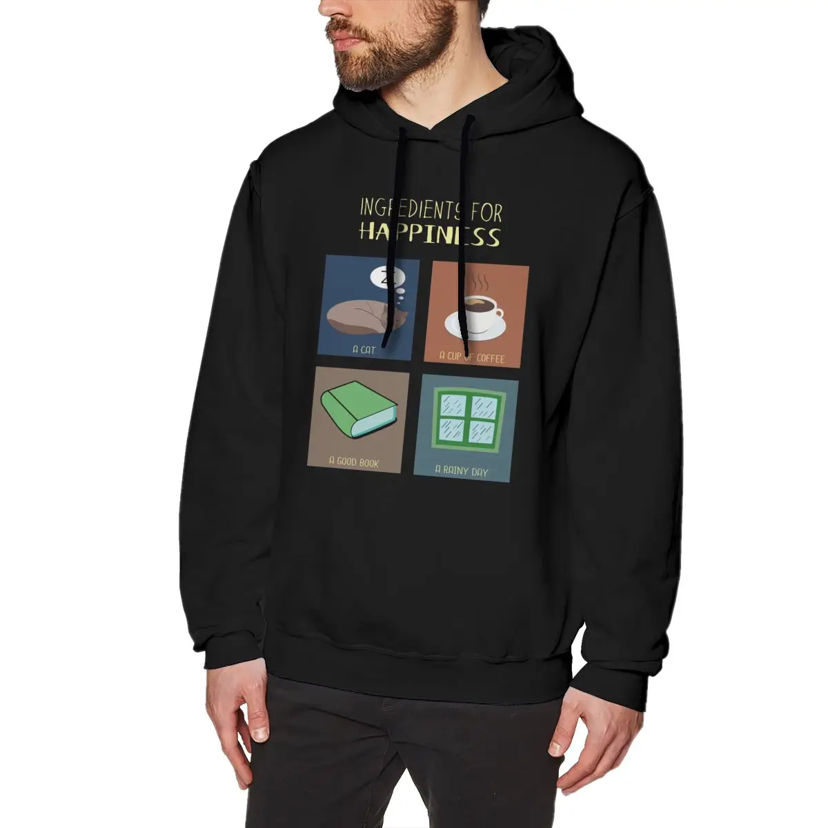 

Man Hooded Sweatshirts Ingredients For Happiness Cotton Travel Amazing Hoodie Hoodie Shirt