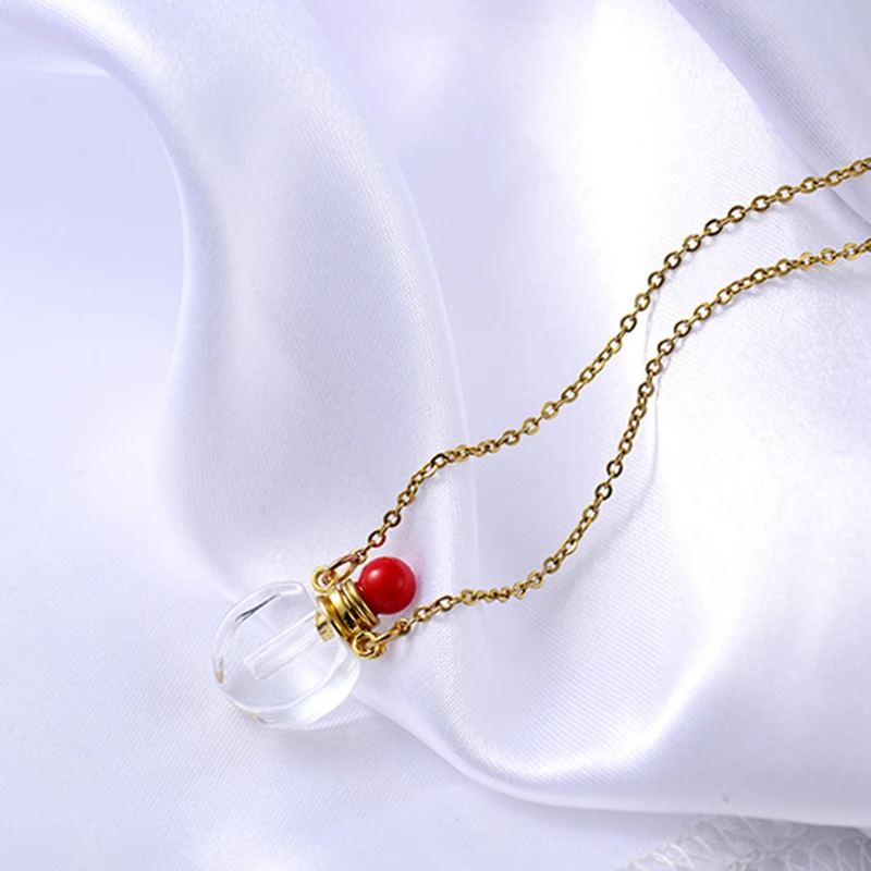 Духи бутылка ожерелье Хрустальное стекло эфирное масло Подвески аромат Женская