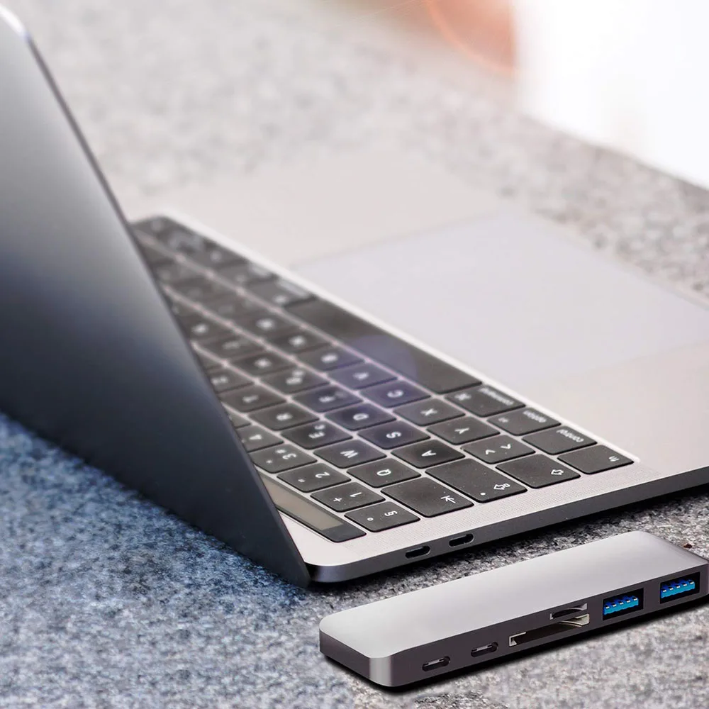 Двойной Typ-C 6в1 USB 3,0 концентратор с Thunderbolt 3 usb тип A TF SD слот для карт с ЧПУ Алюминиевый сплав концентратор для MacBook Pro /
