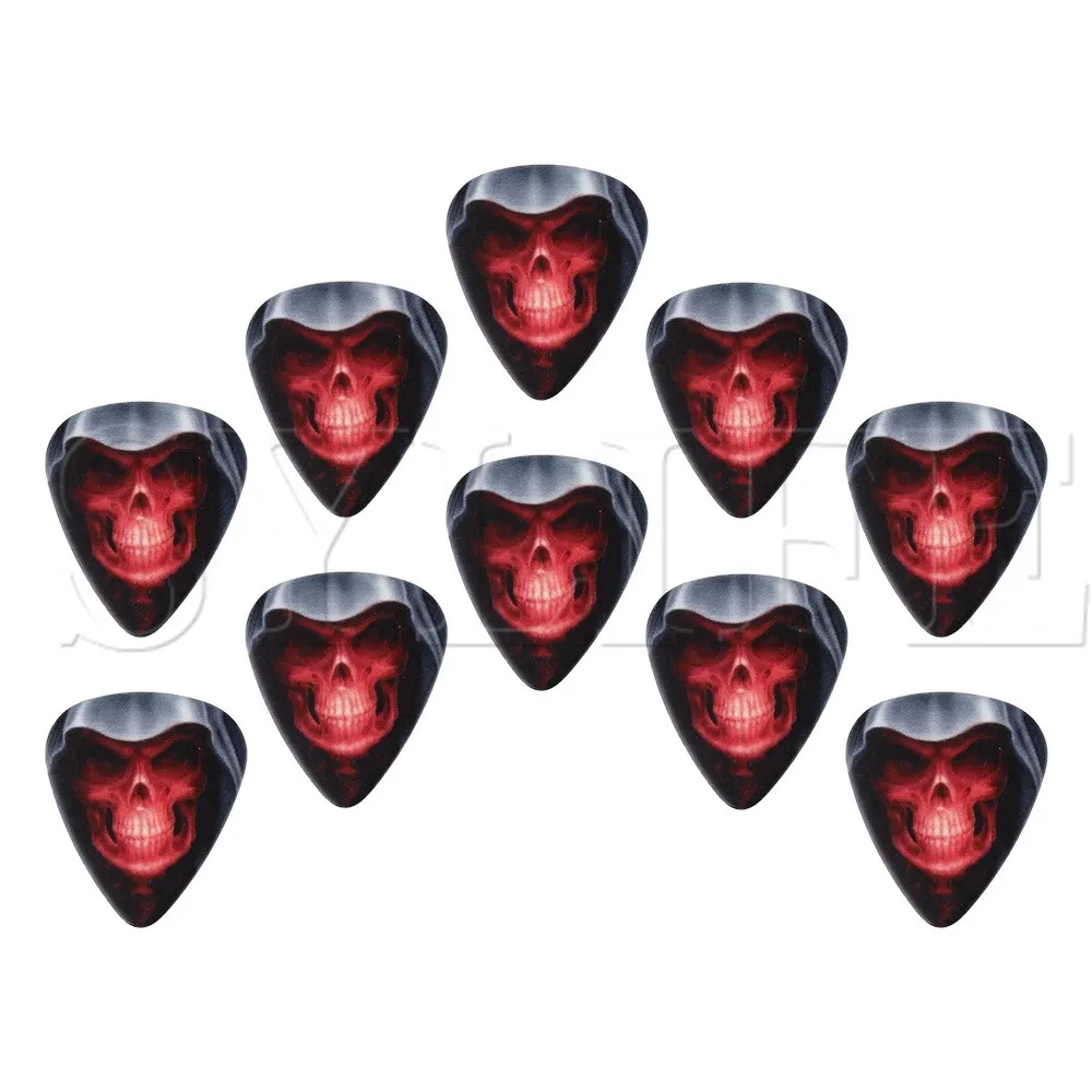 10x пламени с рисунком черепа медиаторы для Гитары 0 7 мм Толщина|Детали и