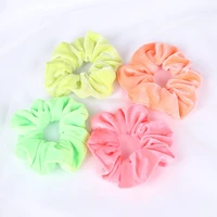 fluorescent color velvet scrunchies elastic hair bands women girls solid ponytail holder hair ties rubber band hair accessories