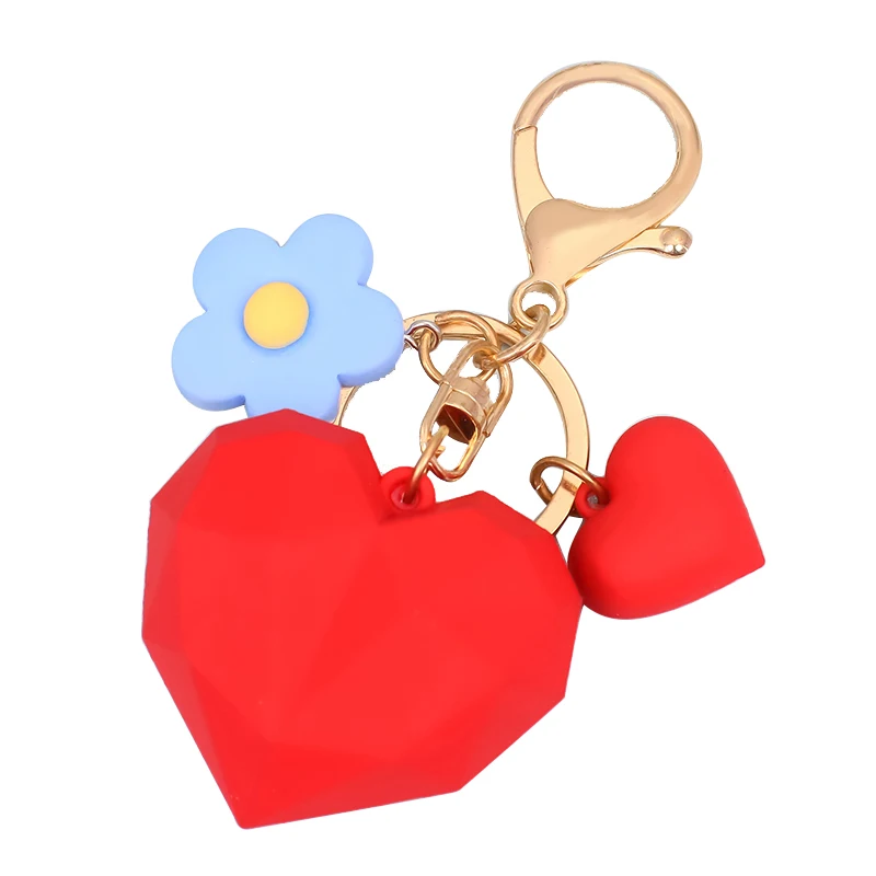 

Couples children lovely gift 1Piece PVC soft glue geometric cut heart keychain bag pendant creative flower key chain accessories