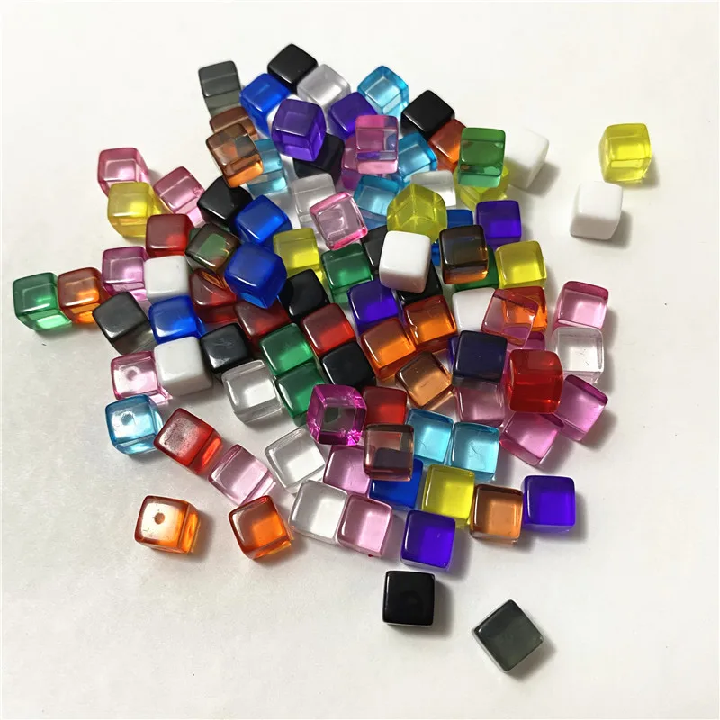 50 шт./компл. 8 мм прозрачный серый квадратный угловой красочный Кристальные кости