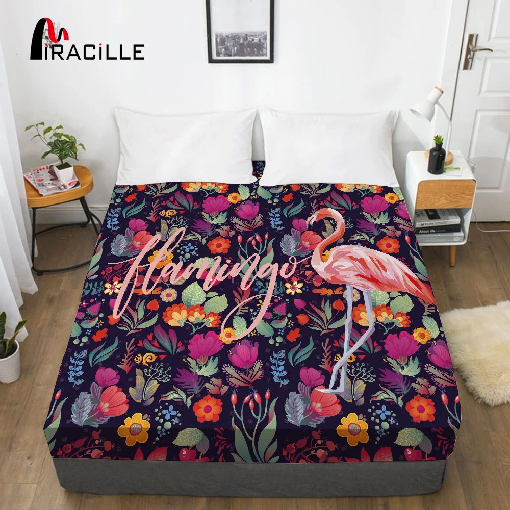 Чехол для матраса Miracille Flower Flamingo с рисунком животных постельные принадлежности