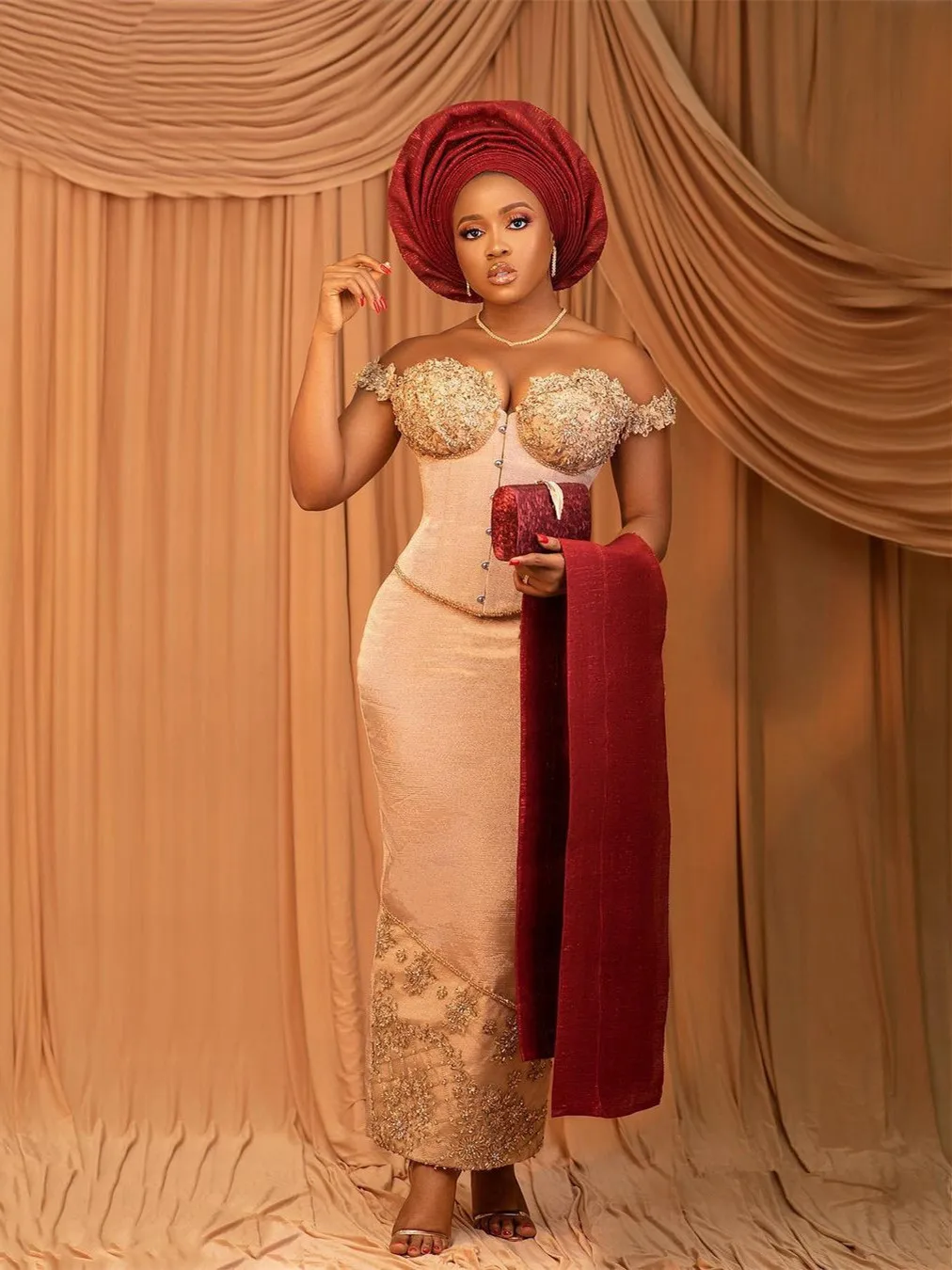 

Очаровательные вечерние платья Aso Ebi с рукавами-крылышками длиной до щиколотки, атласное вышитое бисером платье для выпускного вечера, на мо...