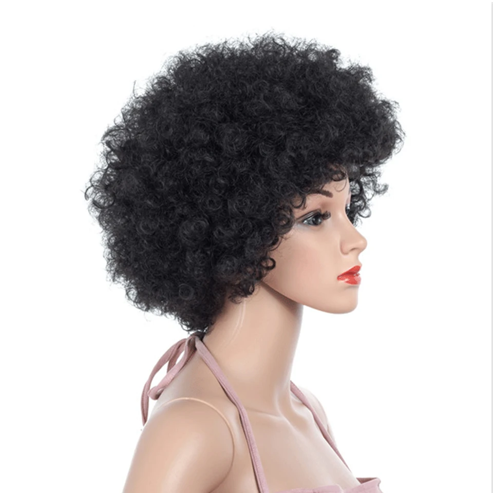 Синтетические афро черные надувные кудрявые короткие парики для черных женщин