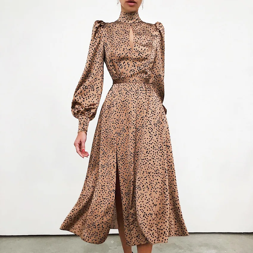 

Летнее женское платье-миди Топы с длинным рукавом элегантные атласные вечерние платья с завышенной талией сексуальное с высоким, плотно об...