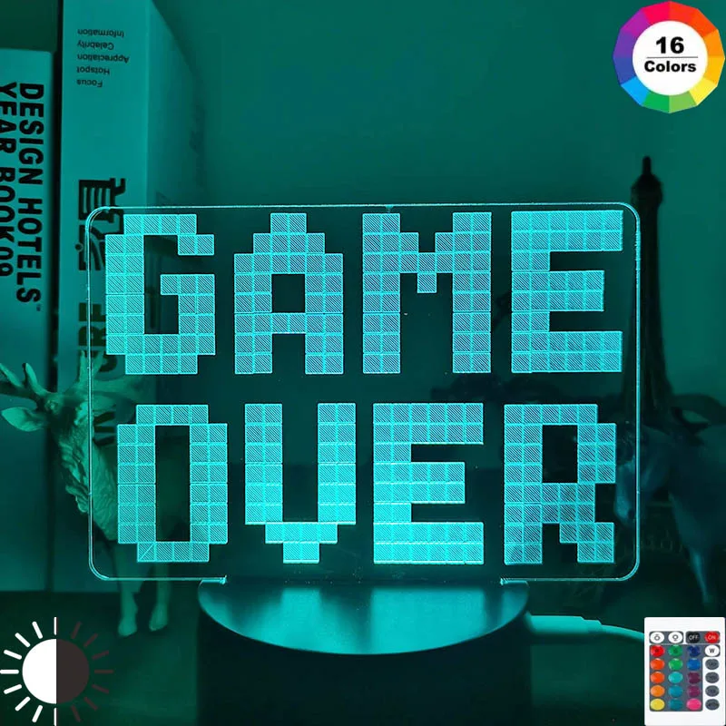 Ночник Gameover 3D для игровой комнаты настольное освещение настройки декор
