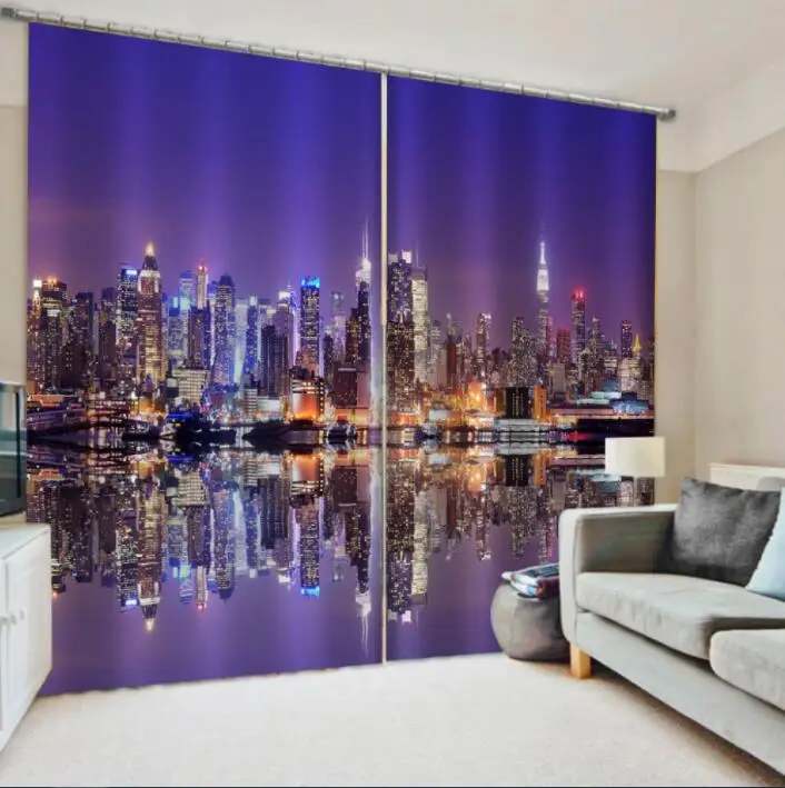 

Modern Night City Lights Luxury Blackout Curtain 3D Living Room Bedroom Kitchen Home Decor Drapes