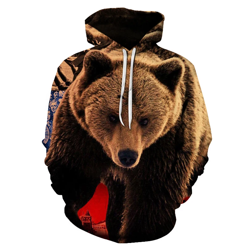 

Animal print hoodie, 2021 new fall men's pullover, street fashion animal print top
