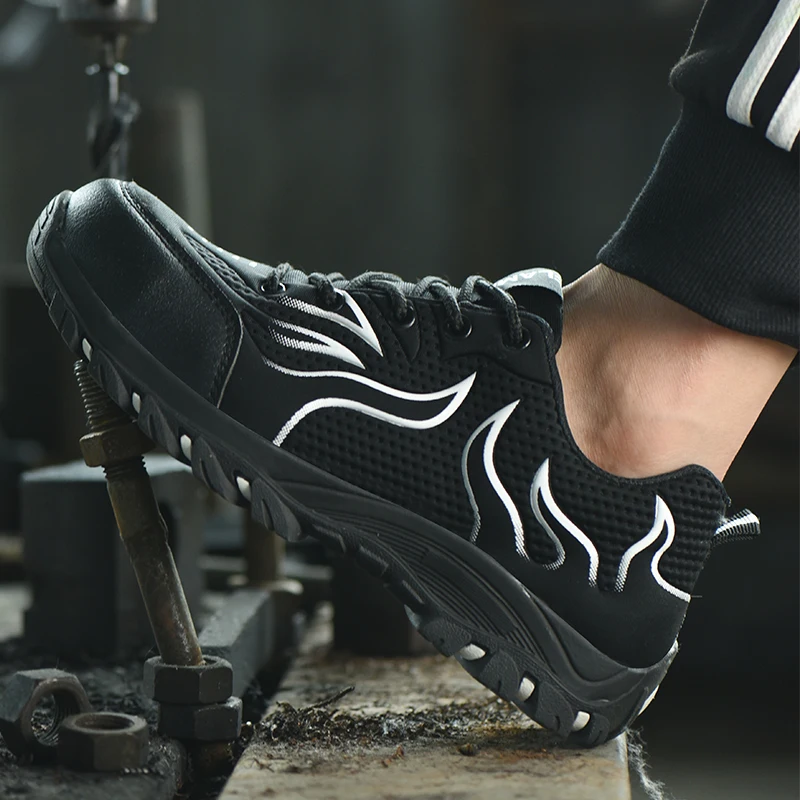 

Indestructible Safety Shoes For Men Anti Smashing Boots With steel Plate Anti-puncture Breathable Casual Sneakers Freeshipping