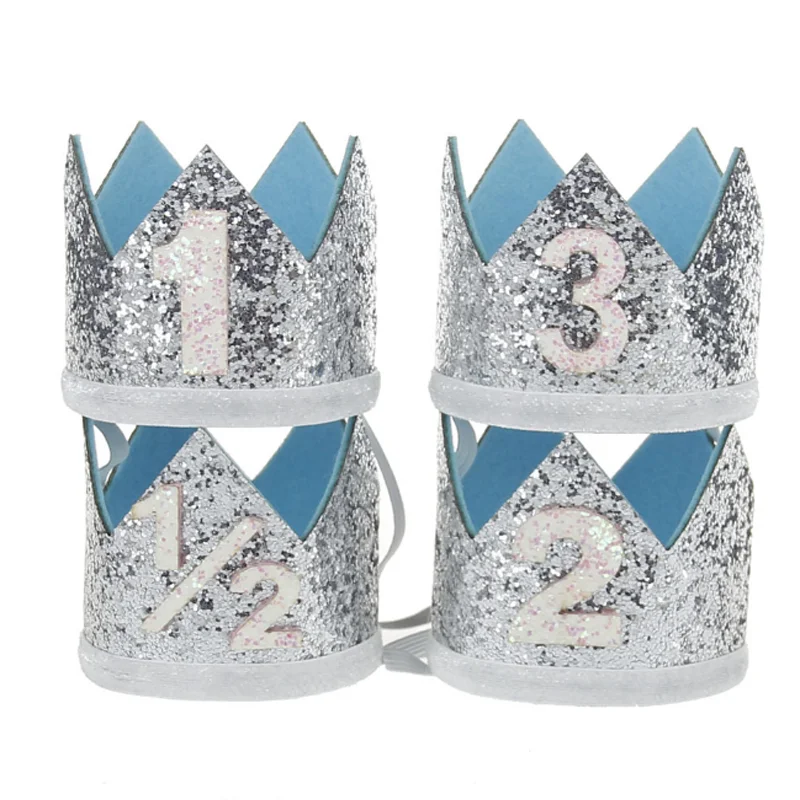 Кавайная шляпа для мальчика 1 шт. первого дня рождения голубая серебристая